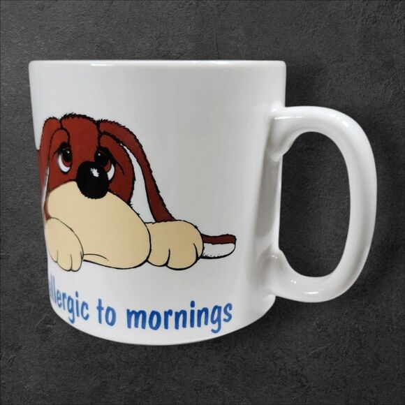 Vintage Russ Berrie “Samuel Spaniel” Mug I Think I’m Allergic to Mornings Japan - Picture 4 of 9